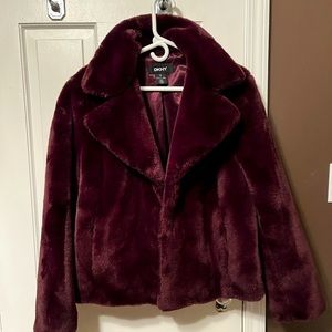 Eggplant DKNY faux fur lined fall/winter jacket